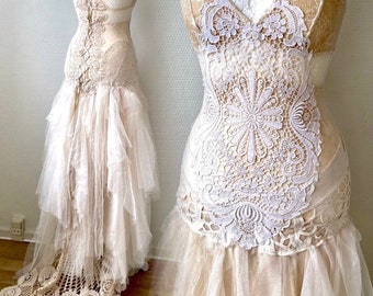 Beach Wedding dress in a fairy look , bride to be Raw Rags