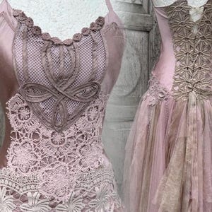 Wedding dress fairy goddess,ethereal bridal gown, rose colored ,boho wedding tattered dress,farm wedding,
