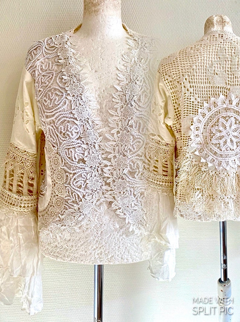 Handgemachte Boho Lace Strickjacke, Damenkleidung im viktorianischen Stil, RawRags Bild 9