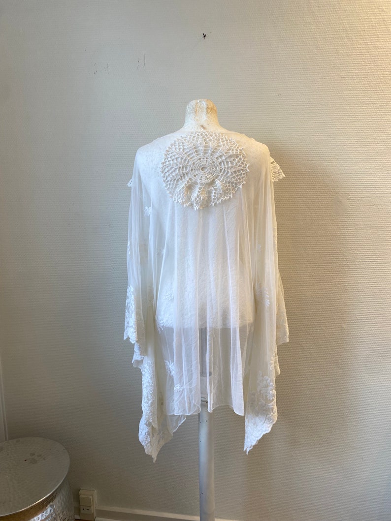 Lace tunic made from antique lace, see-through blouse , bohemian blouse RawRags image 7