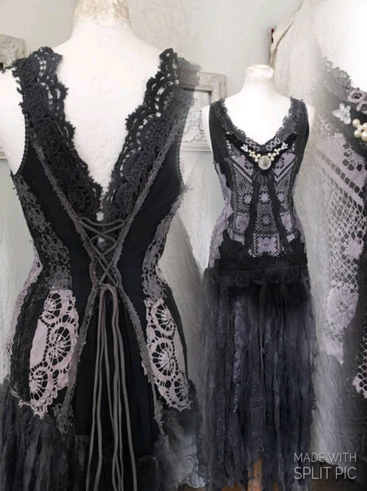 Gothic Wedding Dress Black And Dark Blue Wedding Dress Goth Etsy