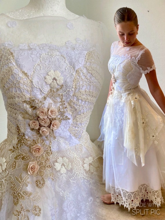 Robe de mariee etheree faite main avec chiffons bruts durables la mariee sera unique Etsy France