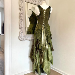 Woodland Wedding Dress in Green Bride to Be Raw Rags - Etsy