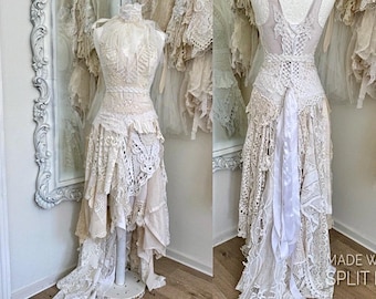 Abito da sposa etereo in pizzo: abito da sposa alternativo con schiena scoperta