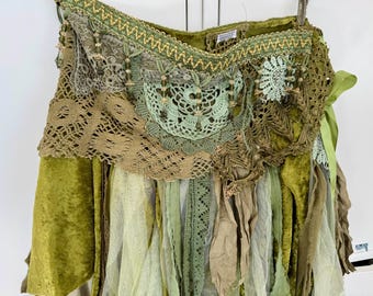 Boho Wedding Skirt: Tattered Antique Fabric, Shabby Chic Fairy Skirt