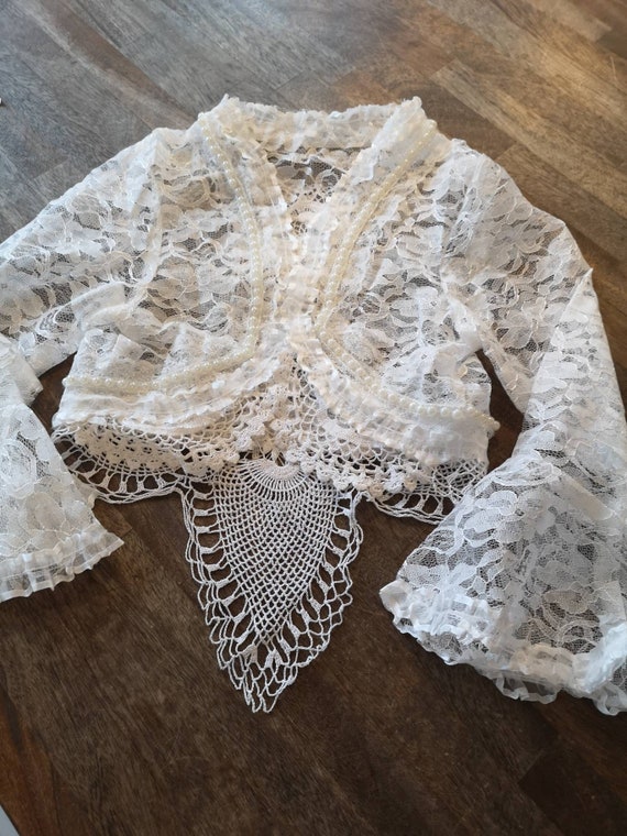 Bruiloft Bolero kant, bruids kant vest, witte kant, rauwe lompen, een van een soort bruiloft, Bruiloft Bolero kant, bruids kant vest, witte kant, rauwe lompen, een van een soort bruiloft,