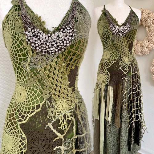 Couleurs de forêt de robe de mariée bohème verte, robe de mariée