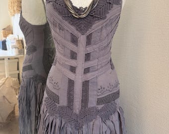 Handmade Elven Wedding Dress: Grey Boho Goddess Gown