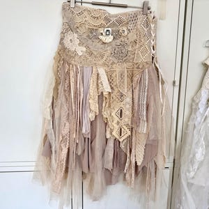 Tulle skirt ragged lace ,fairy airy RawRags Bohemian wedding skirt
