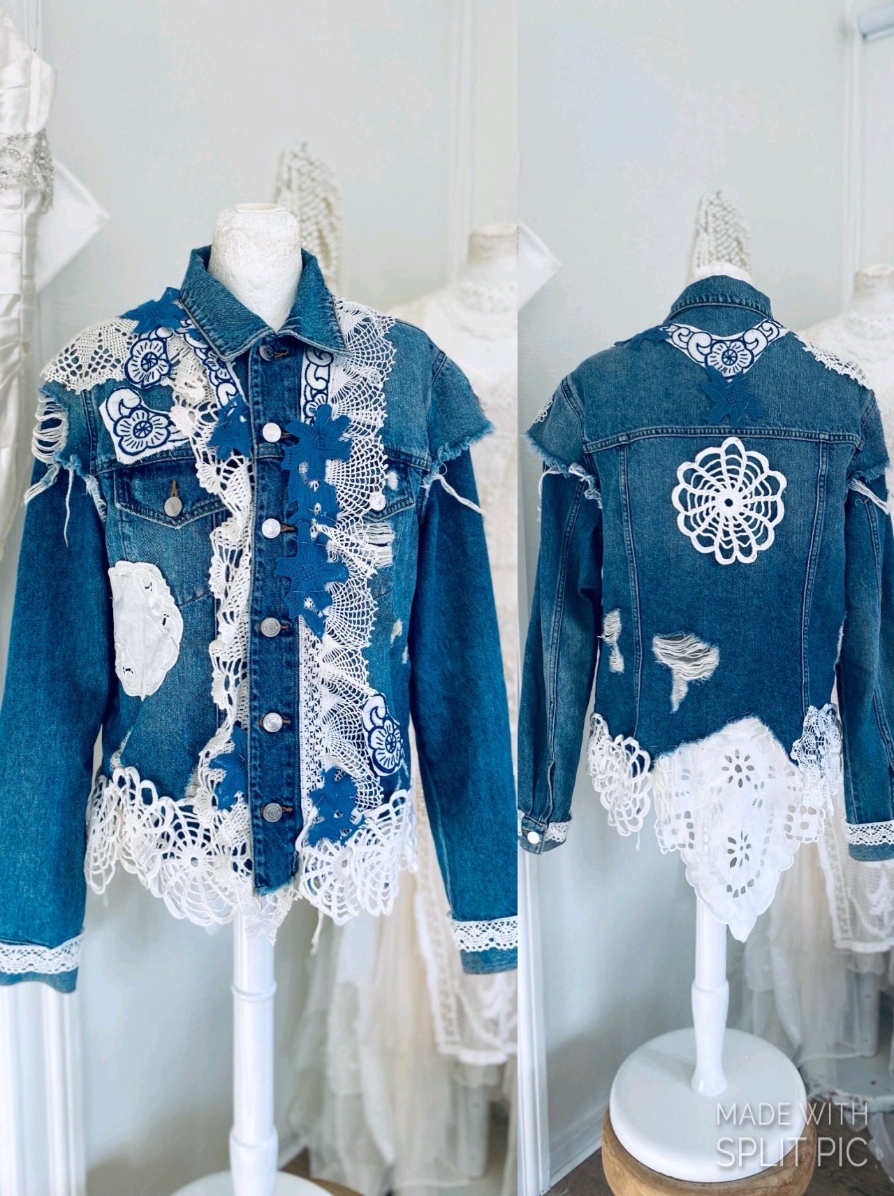 Veste en jean et dentelle femme hotsell