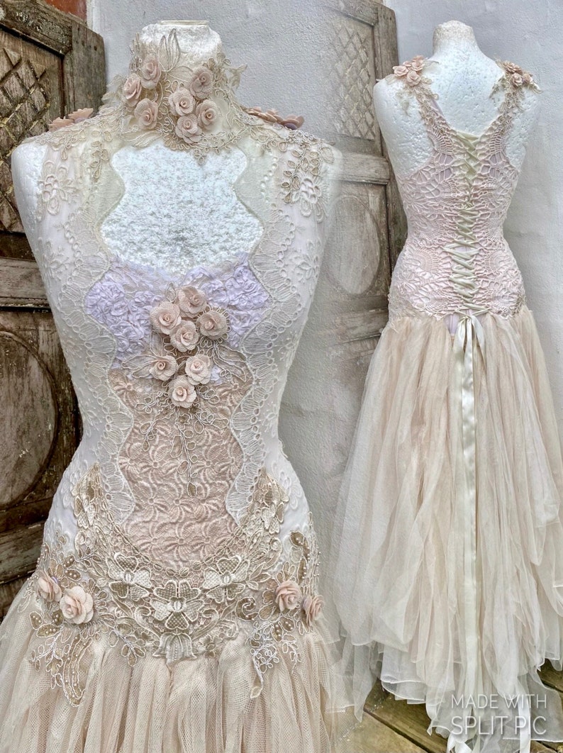 Boho wedding dress ,bridal gown rose,beach wedding dress zdjęcie 1