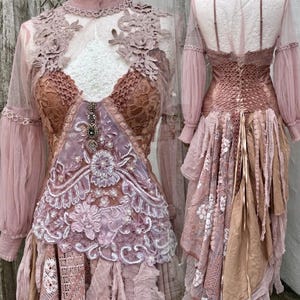 Handmade wedding gown, shabby elegance upcycled, vintage inspired , Victorian wedding, one of a kind gown, fairytale dress