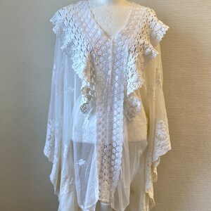 Lace tunic made from antique lace, see-through blouse , bohemian blouse RawRags image 8