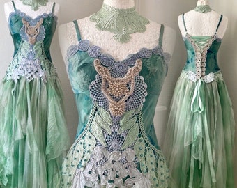 Robe de mariée sirène beauté, robe de mariée océan rêve, robe de mariée éthérée, turquoise de mariage, robe de mariée, d'inspiration vintage fait main