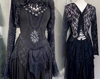 Witches Wedding dress,black vampire statement dress RawRags