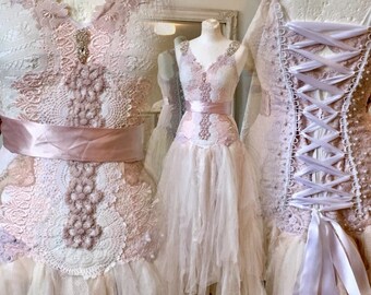 Boho wedding dress rose,bridal gown rose,beach wedding dress rose,open back wedding dress,boho wedding blush,rustic wedding dress, tatt