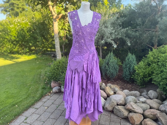 Purple Boho Wedding Dress, Raw Edge Bridal Gown, Elven Fairy Style - Etsy  Ireland