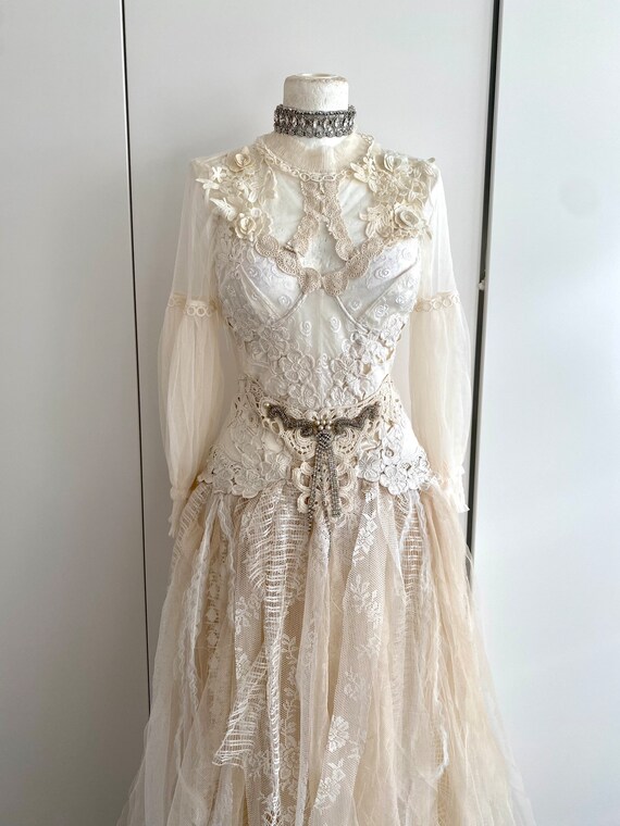 Wedding Dress With Roses Raw Rags boho 