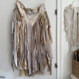 Boho skirt lace ,fairy airy skirt, ragged cut fabric, Raw Rags ,boho wedding skirt,tattered skirt, shabby chic trashy