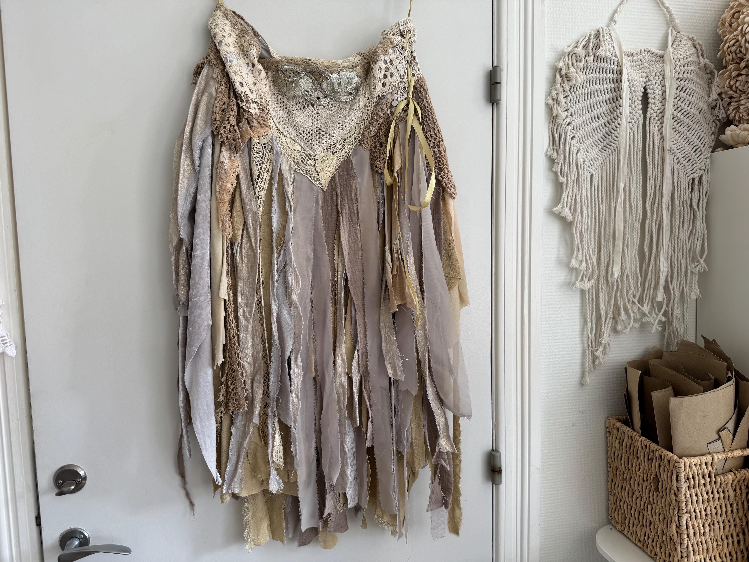 Boho Lace Skirt: Handmade Recycled Fabric, Shabby Chic Wedding