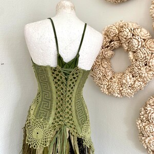 Green Boho wedding dress forest colors, bridal dress image 9