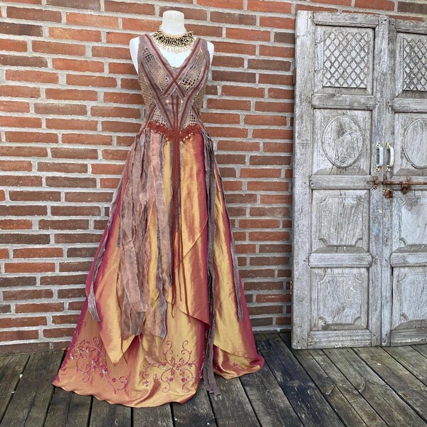 Gypsy wedding dress antique lace,bridal gown for faries, Bohemian lace wonder