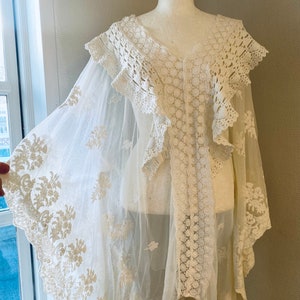 Lace tunic made from antique lace, see-through blouse , bohemian blouse RawRags image 5