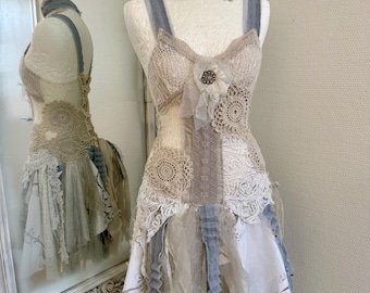 Fairy shabby chic dress one of a kind RawRags handmade