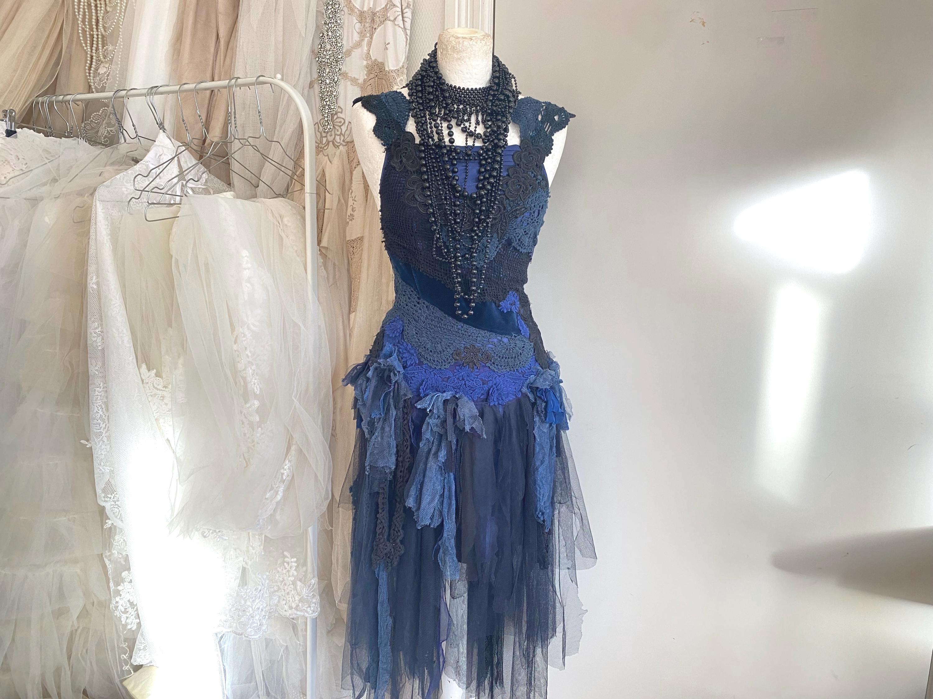 ready to buy bridesmaid dresses Unique Mismatached Teal Mermaid Cheap Long Cheap On – LoverBridal get yours for immediate Smock Girls Dress Bonnie Button Dress, Navy Size:W18-T