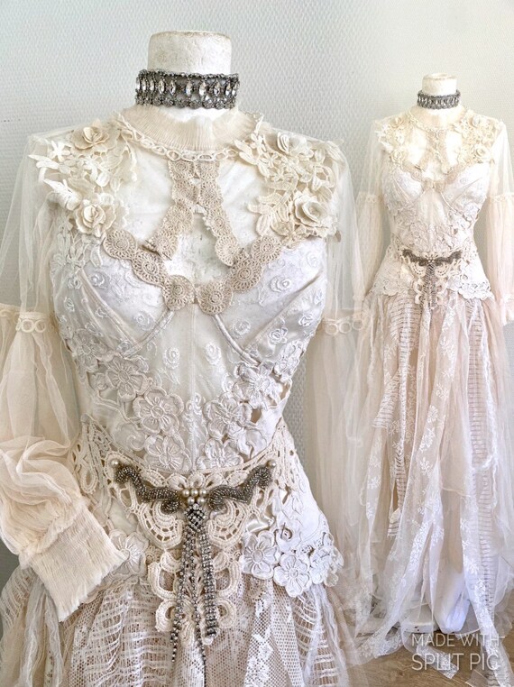 Wedding Dress With Roses Raw Rags boho 
