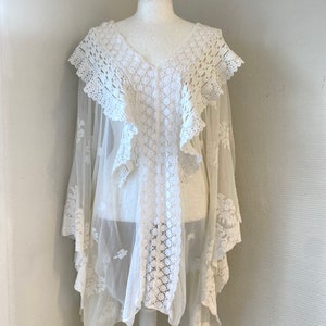 Lace tunic made from antique lace, see-through blouse , bohemian blouse RawRags image 4