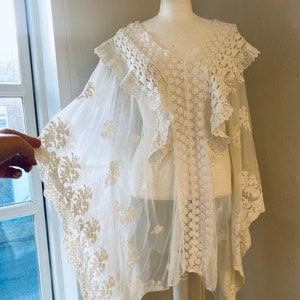 Lace tunic made from antique lace, see-through blouse , bohemian blouse RawRags image 3