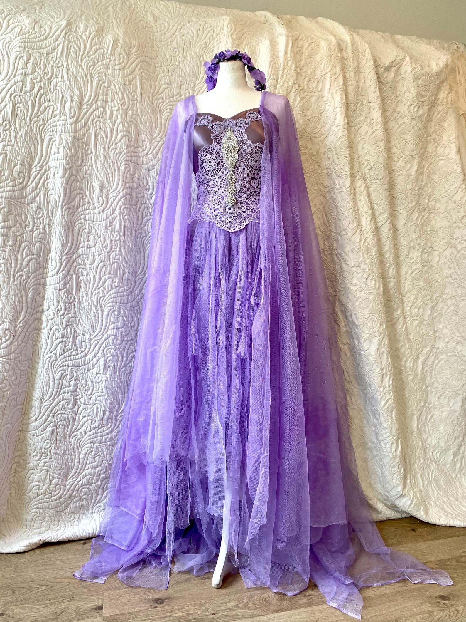 Purple Boho wedding dress fairy tale colorsbridal gown for | Etsy