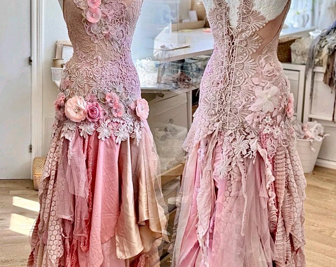 Boho Wedding Dress , Bridal Dress for a Fairy ,be Raw Rags - Etsy