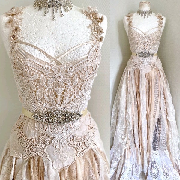 Wedding dress high waisted , Boho bride by RawRags