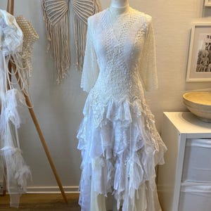Fairy Boho Wedding Dress Ruffled Skirt ,bridal Gown Vintage Lace ...