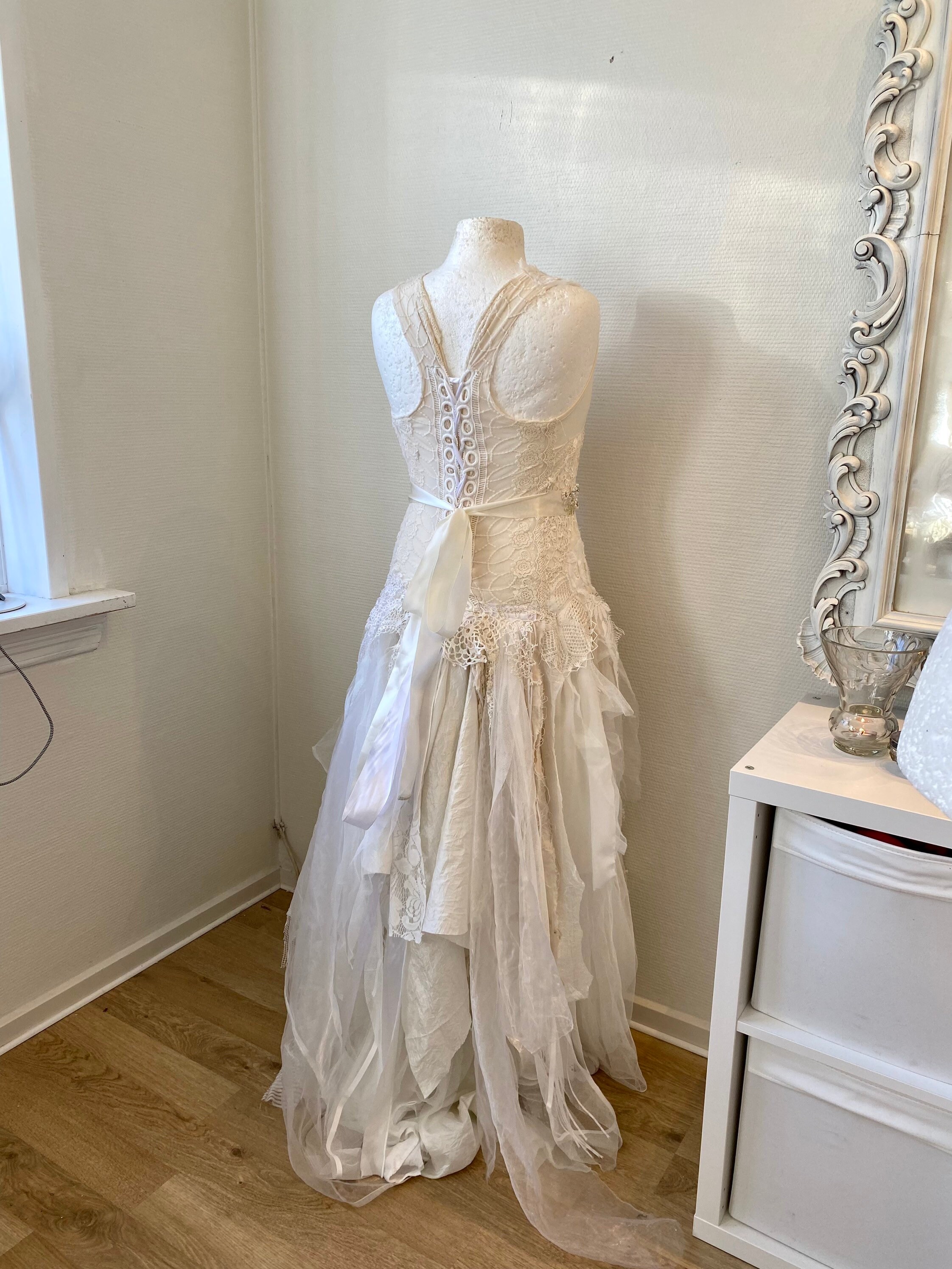 Plus Size Boho Wedding Dress Ragged 