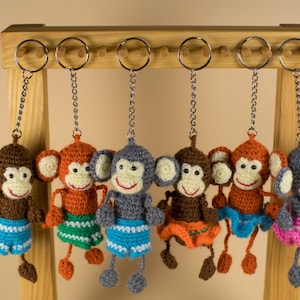 Schlüsselanhänger Affe, Amigurumi Affe, gefüllter Affe, gehäkelter Affe, Schlüsselanhänger