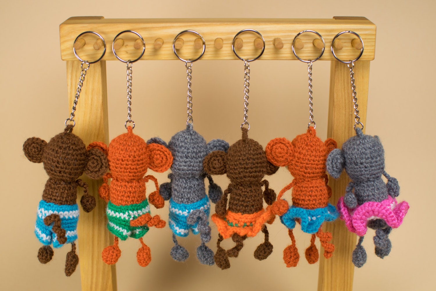 Keychain Monkey Amigurumi Monkey Stuffed Monkey Crochet Etsy