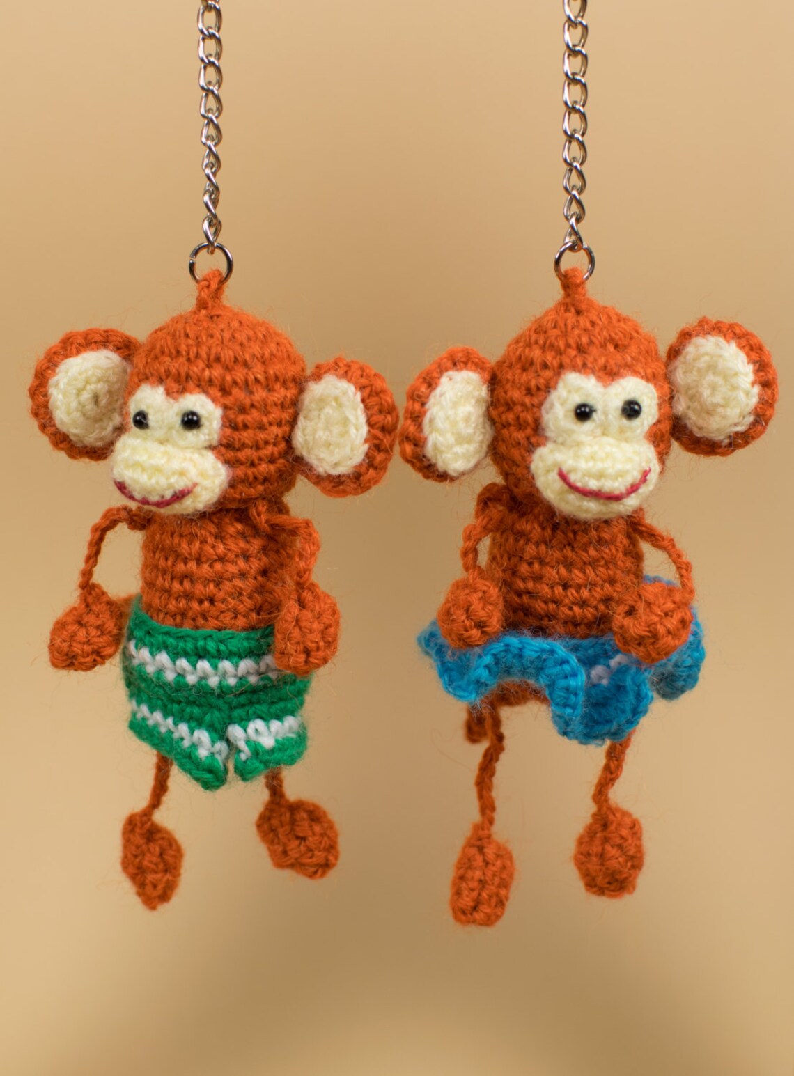 Keychain Monkey Amigurumi Monkey Stuffed Monkey Crochet Etsy