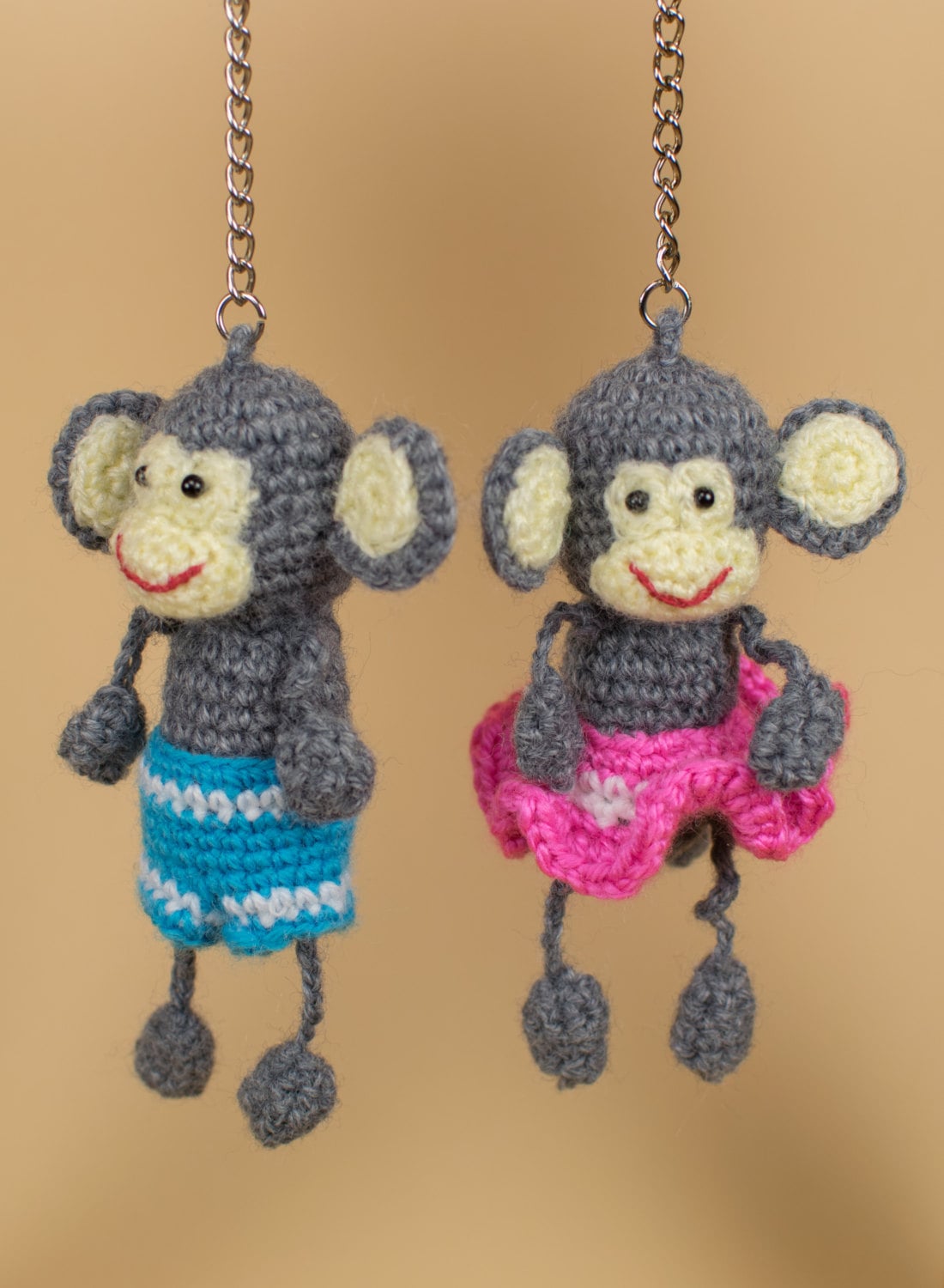 Keychain Monkey Amigurumi Monkey Stuffed Monkey Crochet Etsy