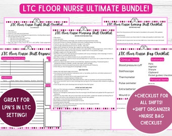 Pink Ultimate LPN Nurse Bundle! Shift Organizer & Checklist - LPN Gift, Nurse Essentials, Charge Nurse Gift, Nurse Organizer, New Nurse Gift