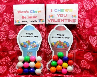 Valentine exchanges for kids - I chews you, or won't chew be mine - GUMBALL NOT INCLUDED