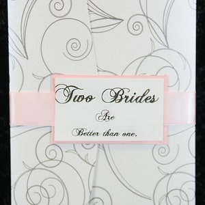 Convite de bolso para casamento/casamento do mesmo sexo ~ com inserções ~ personalizado ~ Duas noivas ~ pode ser feito em outras cores.
