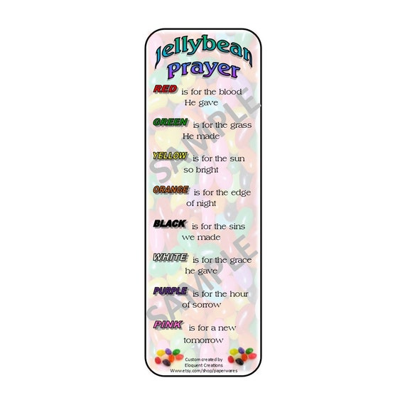 DIGITAL DOWNLOAD Easter Jellybean Prayer Bookmark Etsy