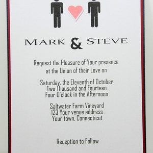 Invitación de boda / matrimonio del mismo sexo ~ hecho a medida.  Se puede hacer en otros colores, así como agregar inserciones si es necesario.