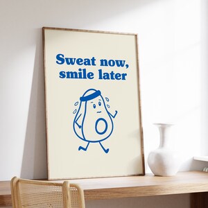Sweat Now Smile Later Gym Poster, Motivational Workout Art (Digital Download) image 5