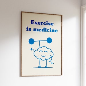 Exercise is Medicine Poster, Exercise is Medicine Print, Retro Quote Wall Art, Exercise Room Art, Sports Quote, Printable Digital Wall Art