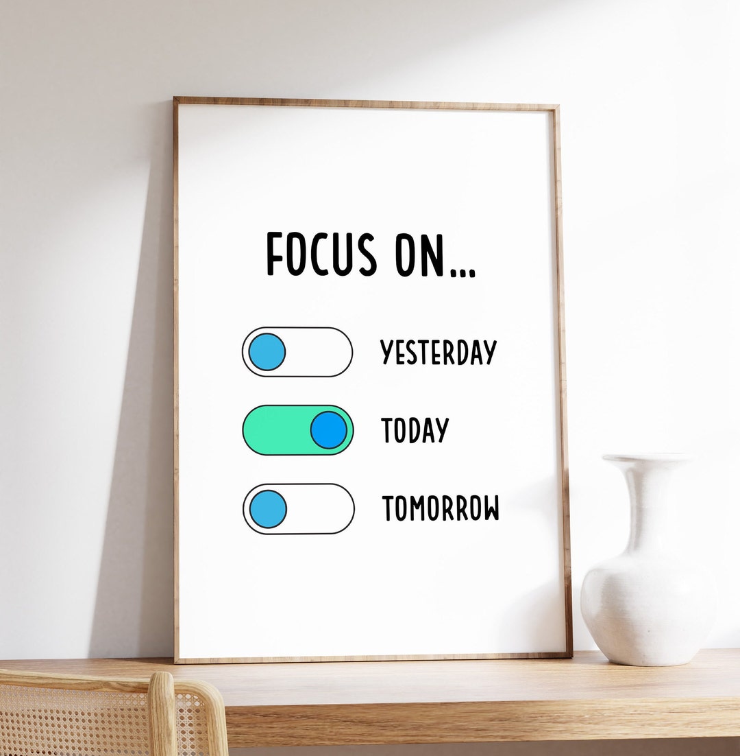 Focus on Today Poster, Focus on the Present, Mindfulness Print ...