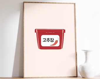 Gochujang-poster, kunst aan de muur Korean Food Kitchen (digitale download)